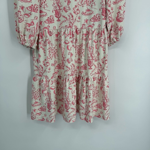Smith & Quinn Tory Dress In Dolce Vita Size Small 3/4 Sleeves Pink White Tiered - Picture 12 of 15